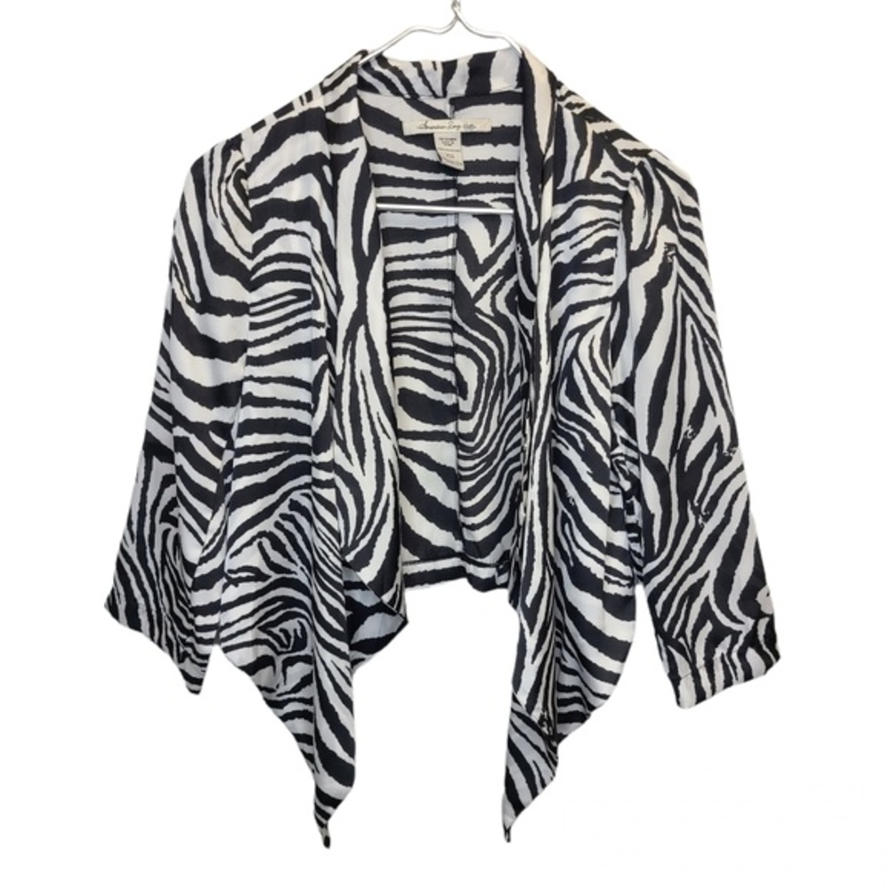 American Rag Women's XS Zebra Print Open Cropped Kimono Top
